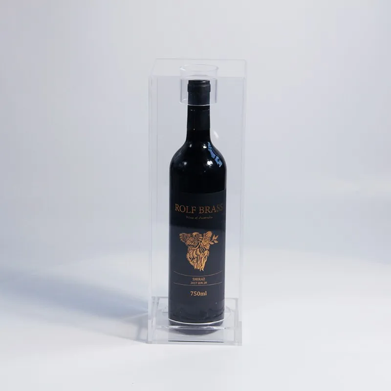 長方形クリアアクリルワインボトルボックスパースペックスシャンパン