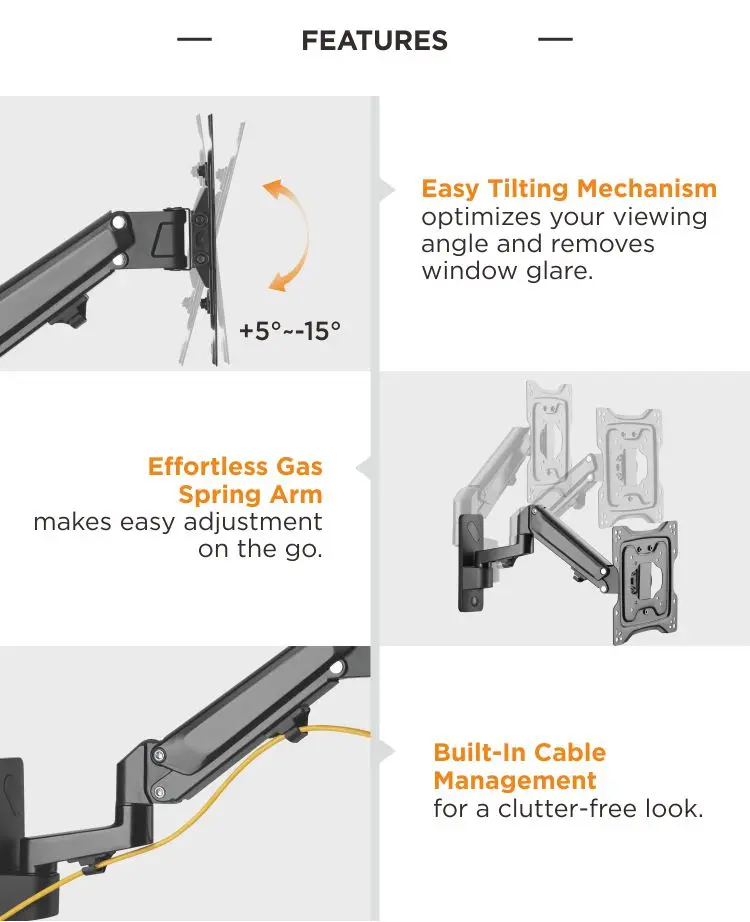 Aluminum Construction Swivel Gas Spring Fullmotion Tv Wall Mount Buy