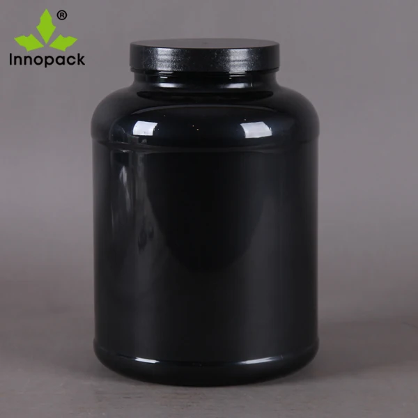 Black Protein Powder Container With Red Lid Sport Food Bottles