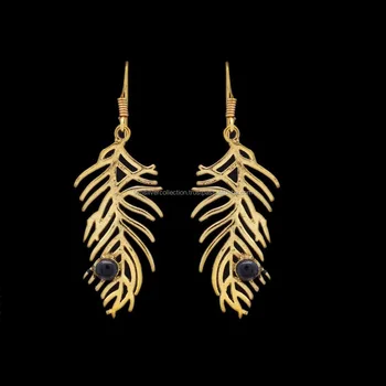 Antiqued Brass Leaf Earrings - Dangle & Drop Earrings - Boho Style Brass Jewelry - Handmade Hook Brass Earrings