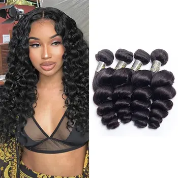 Wholesale suppliers 3Bundles mongolian/brazilian Loose Wave hair With Lace Closure 100% Loose Wave Human Hair,020 hair