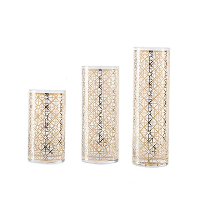 Gold Color Tall Vases Wedding Centerpiece