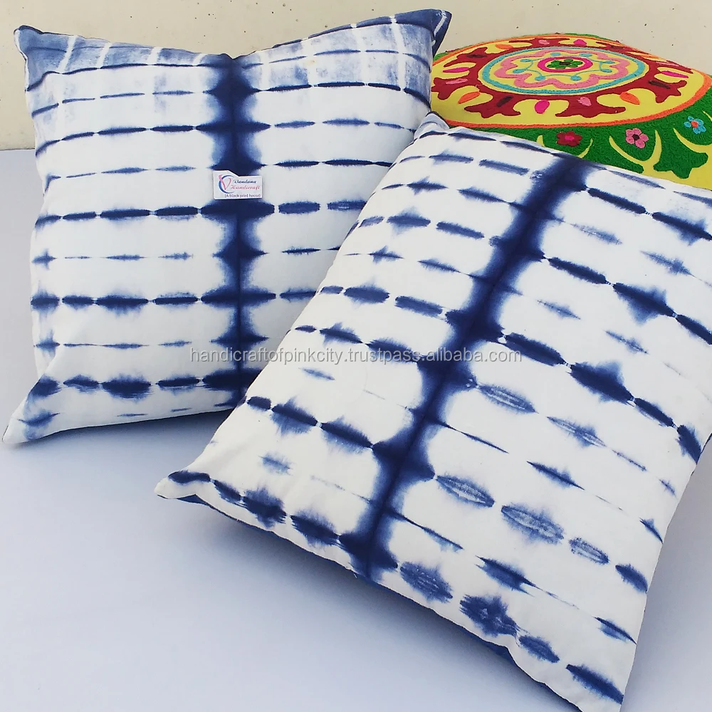 Shibori Cushion Covers Japanese Folding Technique Tie And Dyed Pillow Covers Cotton Fabric