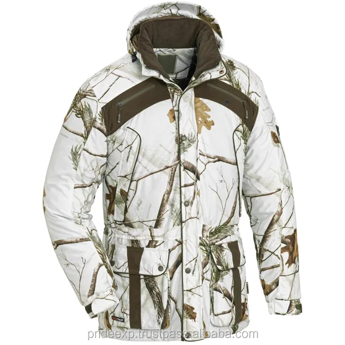 white camo hunting coat