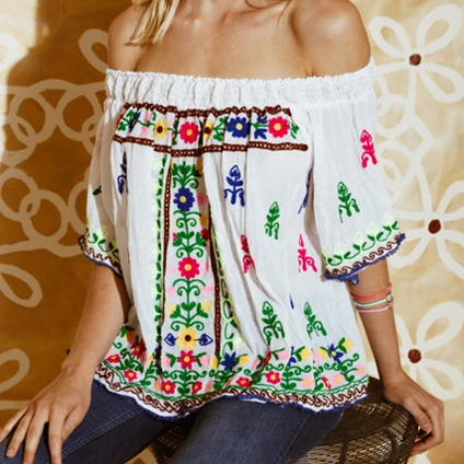 Sexy Smoking Off Shoulder Embroidery 