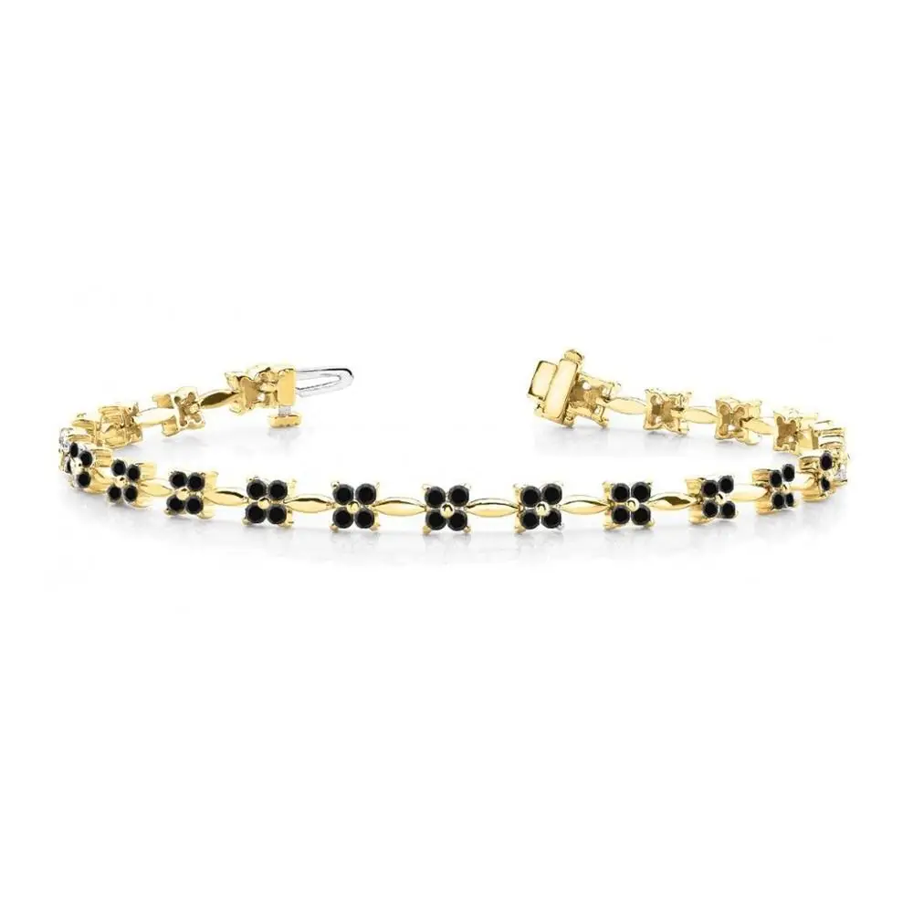 Ladies Wear Real Black Diamond Studded Tennis Bracelet Buy 14k Yellow Gold Diamond Black Diamond Bracelet Diamond Tennis Bracelet Product On Alibaba Com