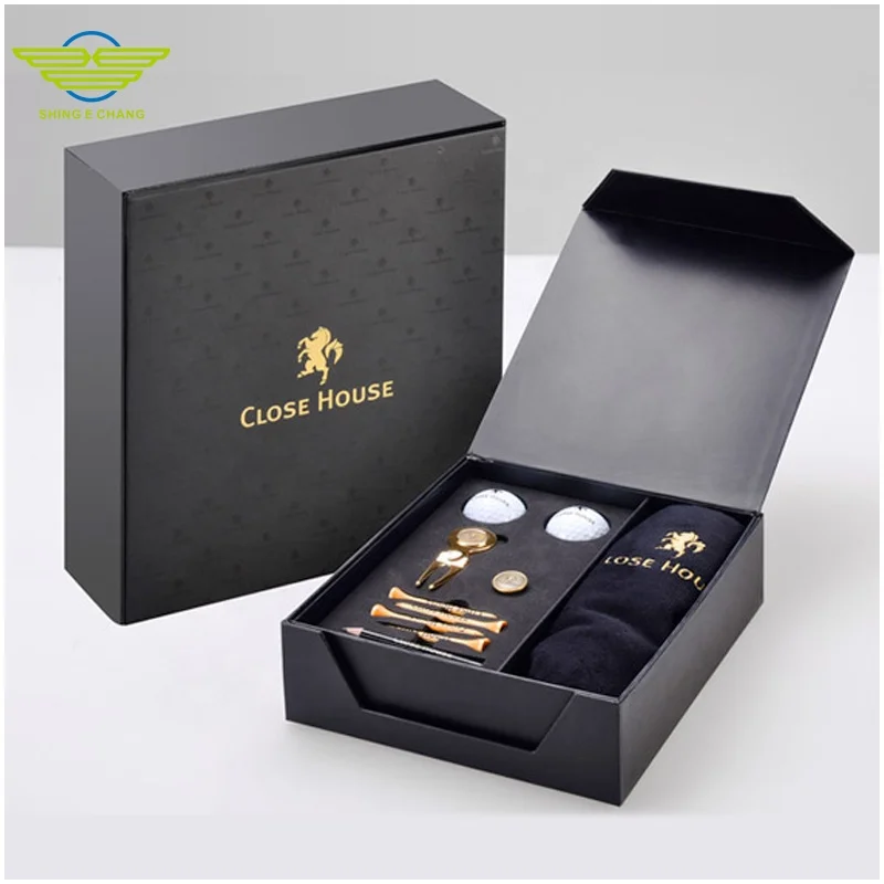 Custom Cardboard  Magnetic Packaging Gift Box Clubs Set Tees Golf Ball Box