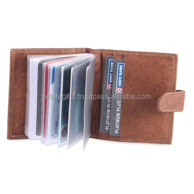 Leather Pocket Credit Card Holder/ Cheap PU Leather Business Card Holder/2023 Business Card case Holder with Plastic Sleeves