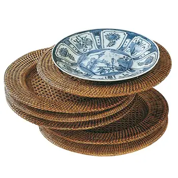 Handmade round rattan charger plate best selling decoration