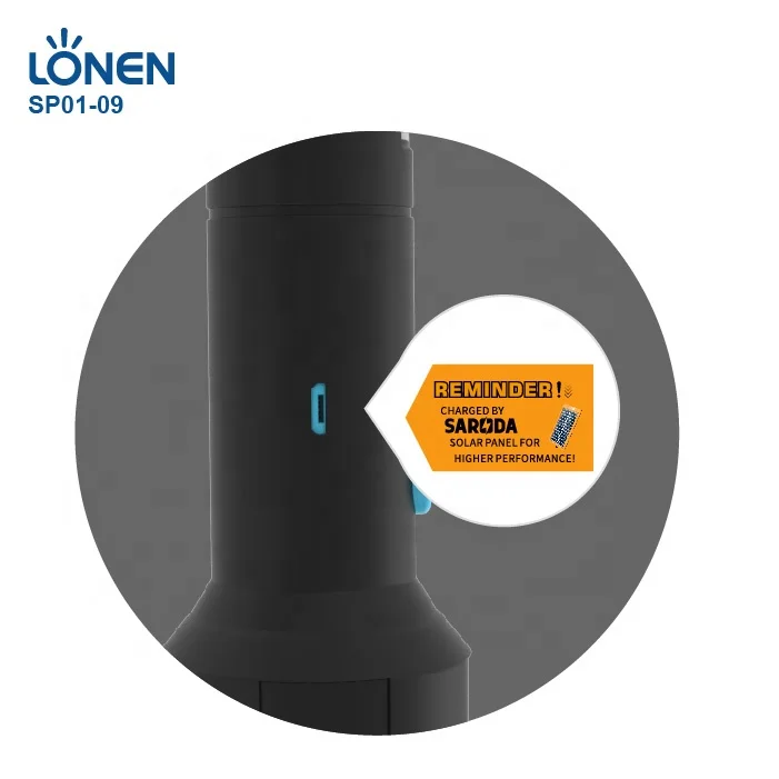 LONEN Rechargeable Solar Torch with Li-ion Battery IP65 Rated