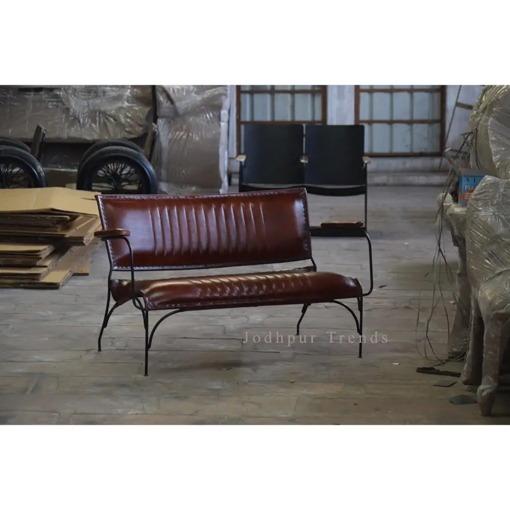 Vintage Industrial Iron Leather Two-Seater Sofa Bench Outdoor Patio  Furniture| Alibaba.com, image size:1000x1000