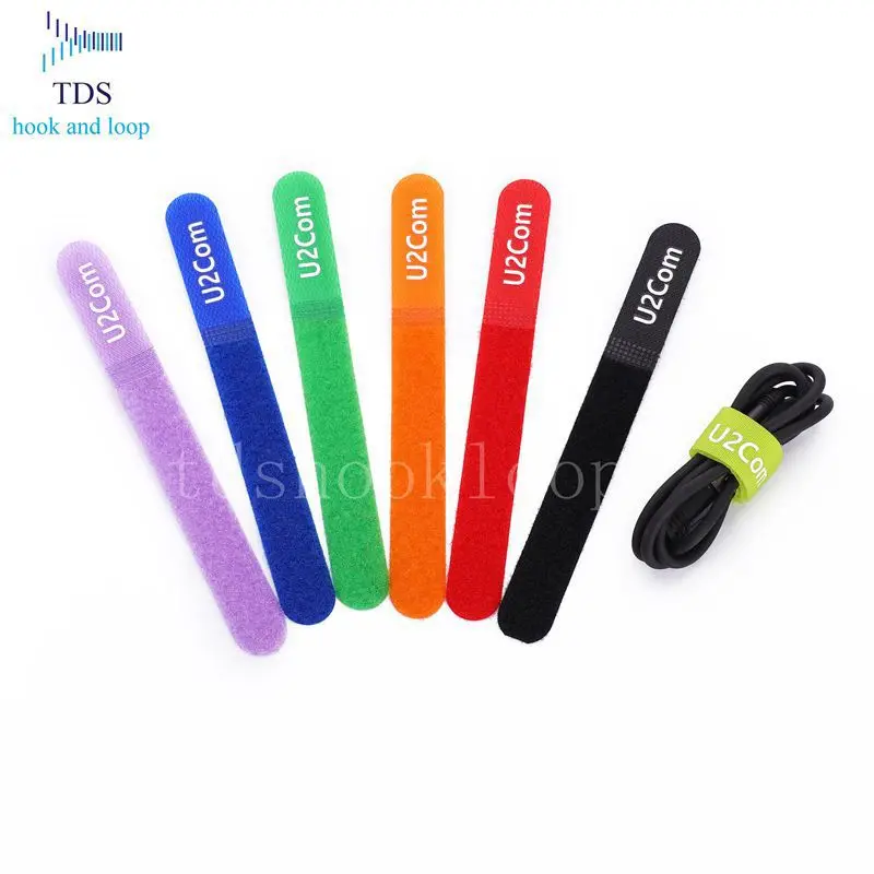 Wholesale custom logo printed hook loop cable tie for