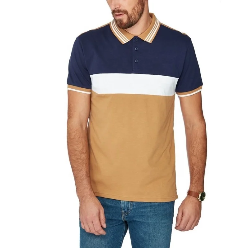 men's color block polo shirt