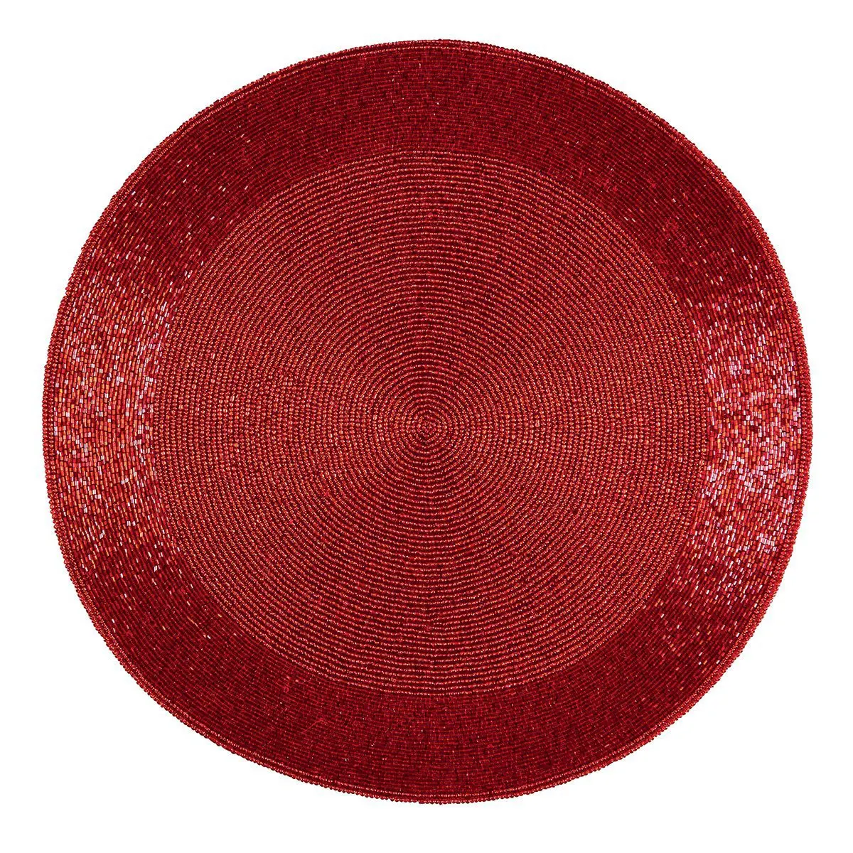 Decorative Handmade Beaded Round Light Gold Placemat Handmade Beaded