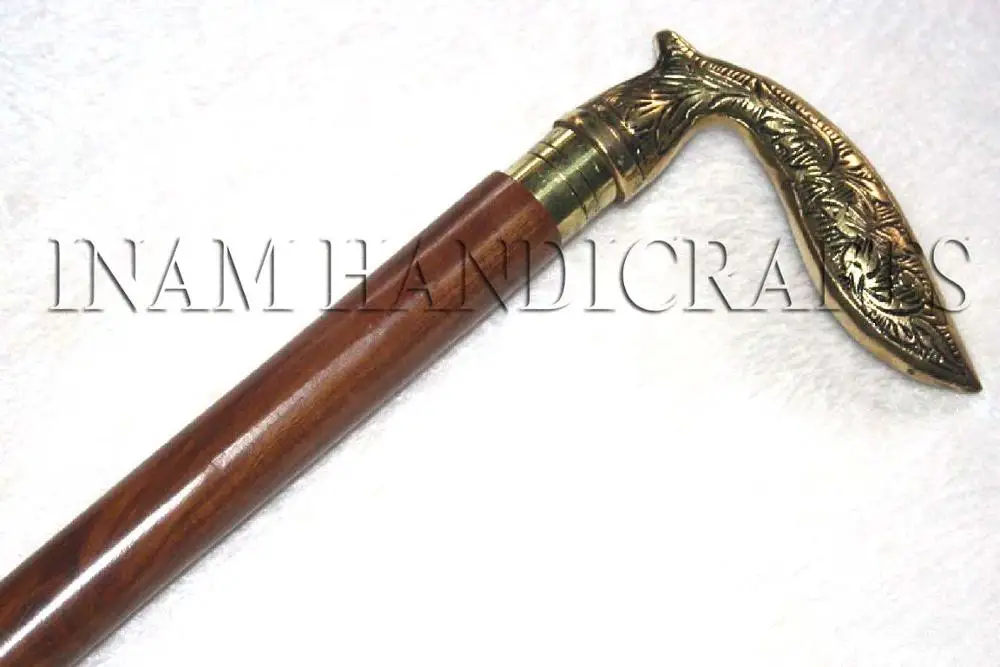 Bastone Da Passeggio Vintage In Legno Con Punta In Metallo – The House Of Vintage - Foto 2