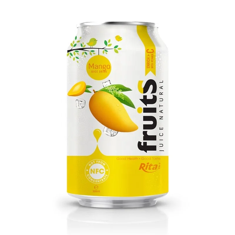 High Quality Vietnam Tropical 330ml Canned Mango Juice Drink Health Can with Pulp Customize Cojo