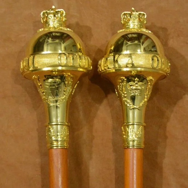 Big Crown Mace Poles, Drum Major Mace Poles, Ceremonial Mace Poles