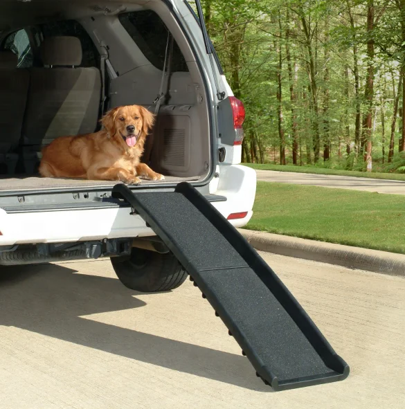 
 Маленькие и большие размеры Pet пластиковая лестница пандусы собаки складной кровати Регулируемый & лестницы Нескользящие собака Автомобильная Рампа для автомобилей SUV  