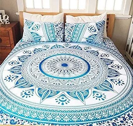Hippie Duvet Cover Set Bedding Set With Pillow Covers 100% Natural Cotton Duvet Cover Indian Handmade Mandala Blanket Boho Style Duvet Cover