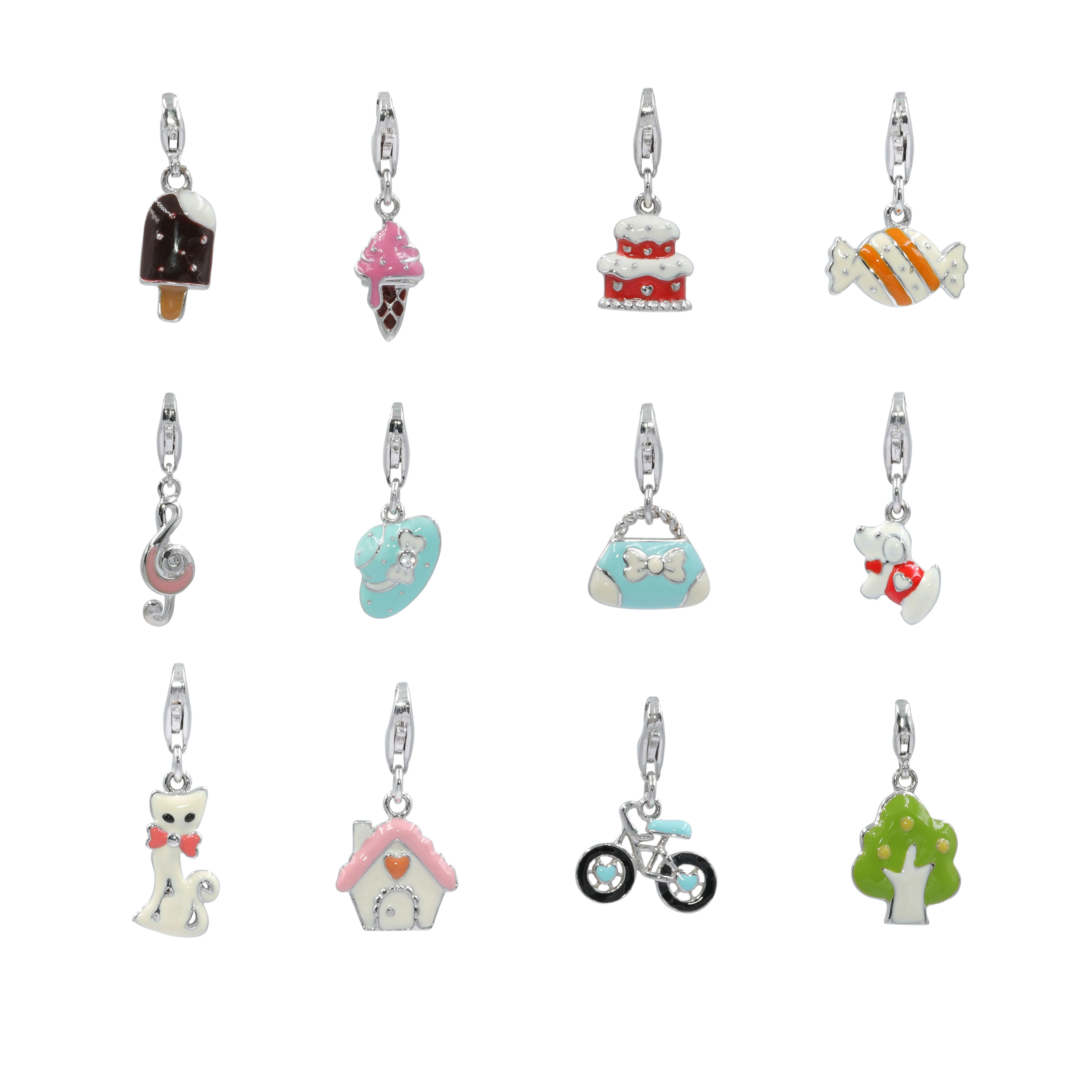 16-20 Mireval Sterling Silver Enameled Lollipop Charm on a Sterling Silver Chain Necklace 