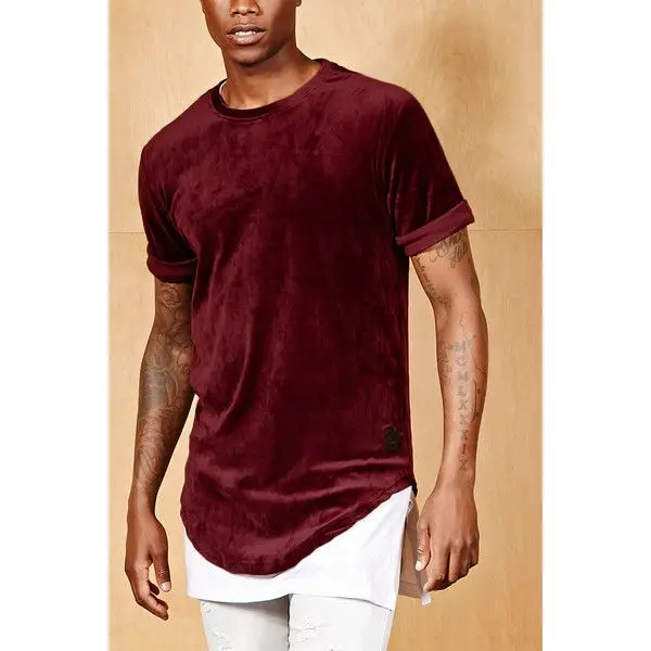 Macondoo Mens Casual Short Sleeve Summer Velvet Solid Tops Tees T-Shirts 