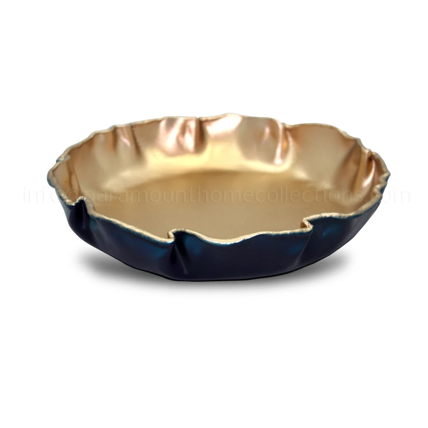 Wholesale bulk Great Quality Curve Shape Golden Plated Aluminium Round Bowls Customize bulk