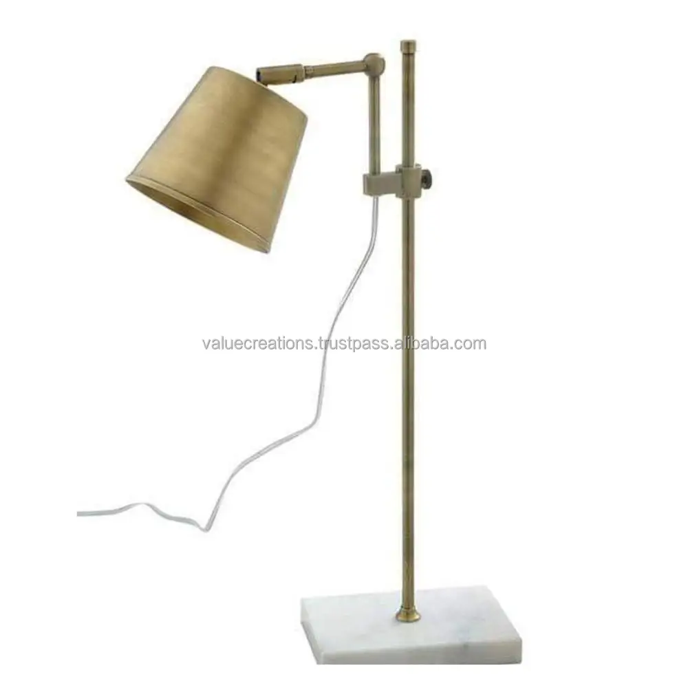 Metal Desk Lamp With Marble Base and Brass Finish