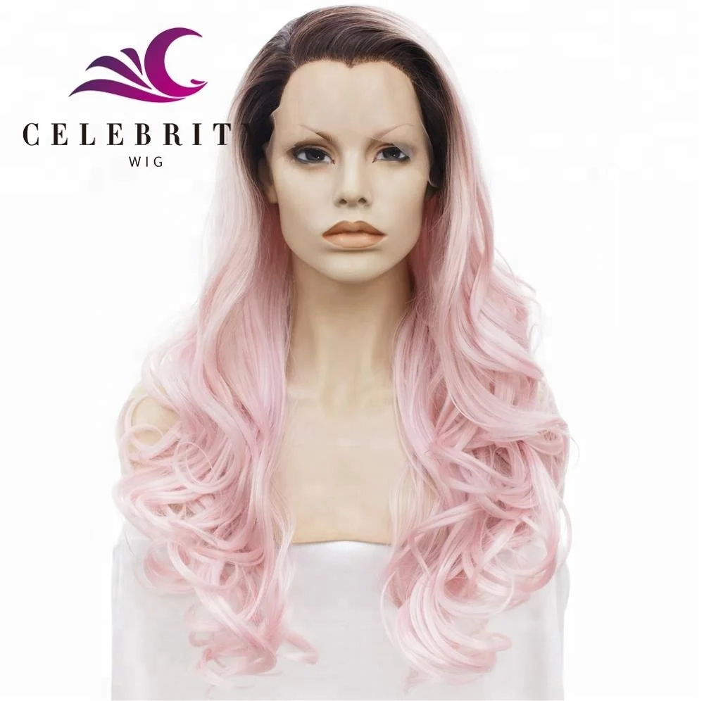Dark Rooted Mint Pink Hair Lace Front Wigs Buy Synthetic Hair Heat Resistant Lace Front Wigs Pink Ombre Color For Women Long Hair Wig Product On Alibaba Com