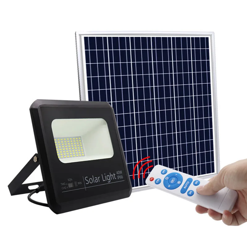 Best Quality outdoor waterproof rechargeable 20 40 60 100 watt 40w long-distance solar sensor flood light