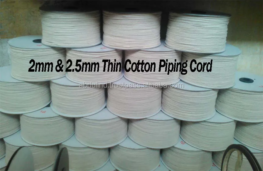 thin braided cotton cord, piping cord