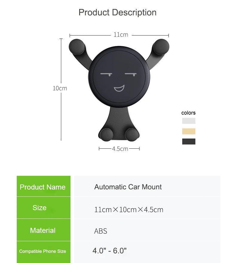 Gravitative High Quality Car Mount Universal Mobile Phone Holder Stand Clip Air Vent Mount Car Holder