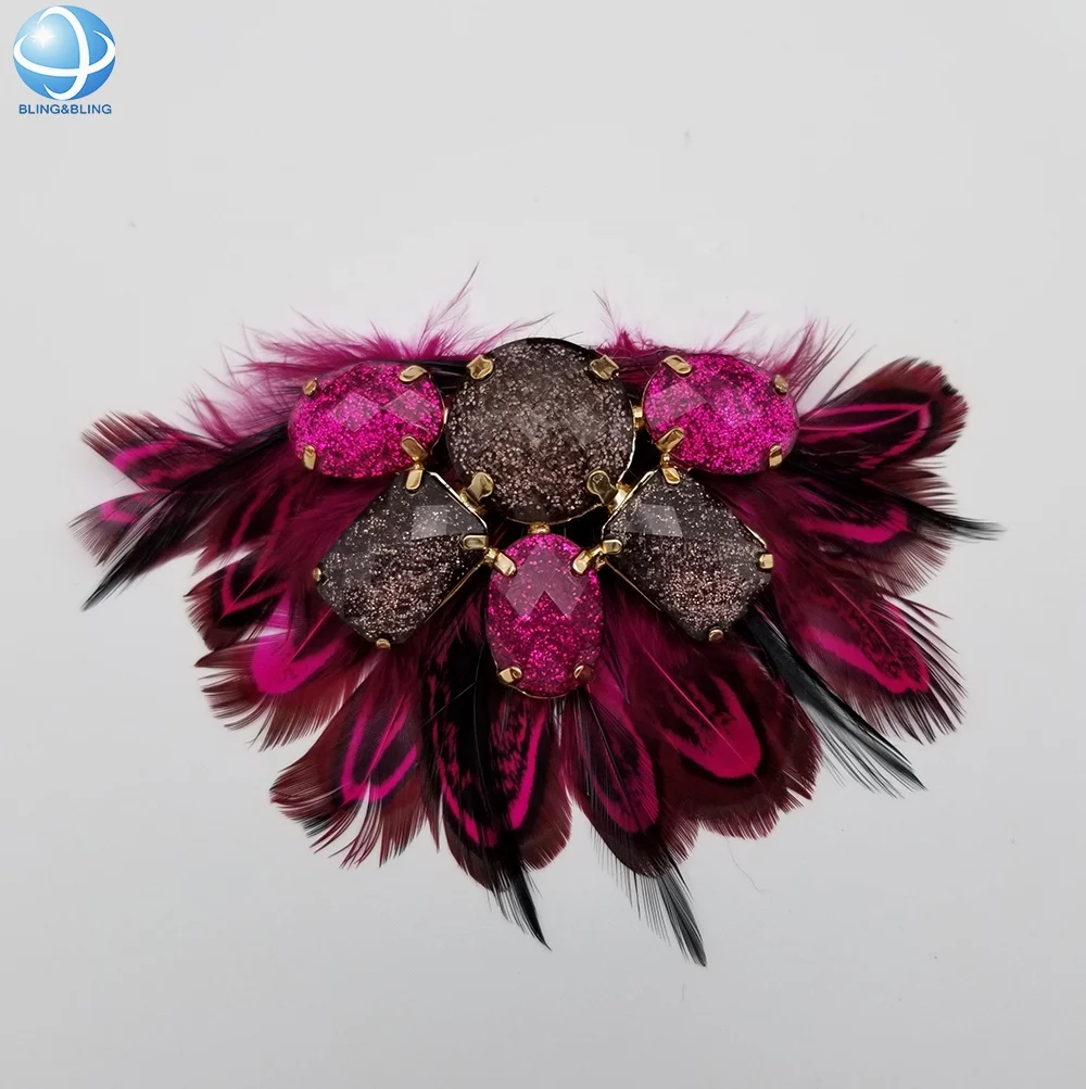Hot Sale Feathers Jewelry Shoe Clips Decoration Rhinestone Shoe Buckle for Women Shoes Accessories