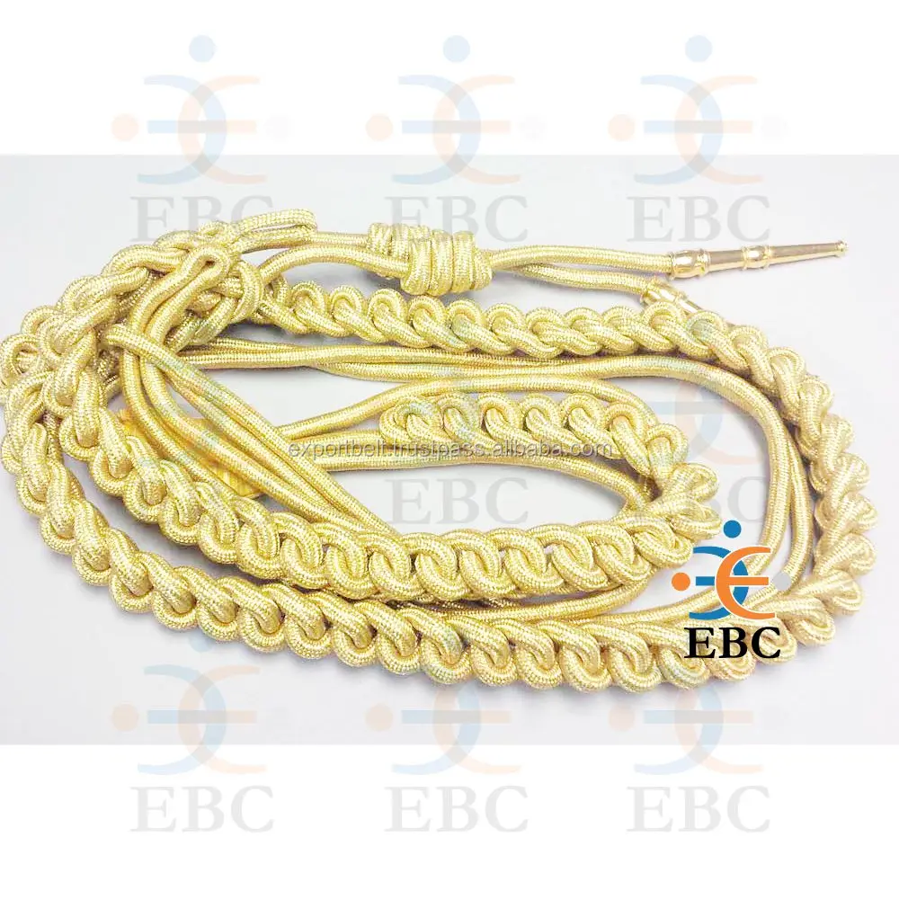 Forces Uniform Aiguillette with Metal Tips Dress Parade Gold Corded Aiguillettes for Staff Officers Ceremonial Band Uniforms