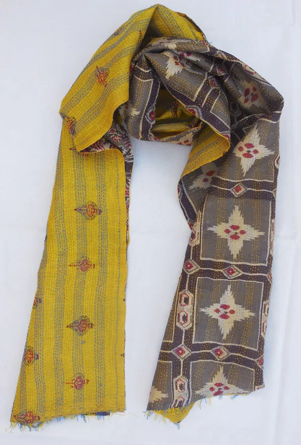 Comprar Kantha Stitch Seda Reversible Bufanda Estilo Vintage Bonito Kantha Bufanda Estola| Alibaba.com