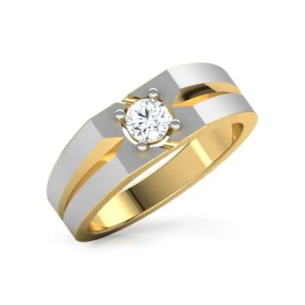 gold single diamond ring for men