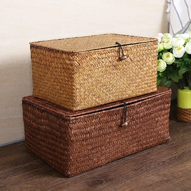 Woven Wicker Storage Bins With Lid,Seagrass Storage Box Buy Seagrass