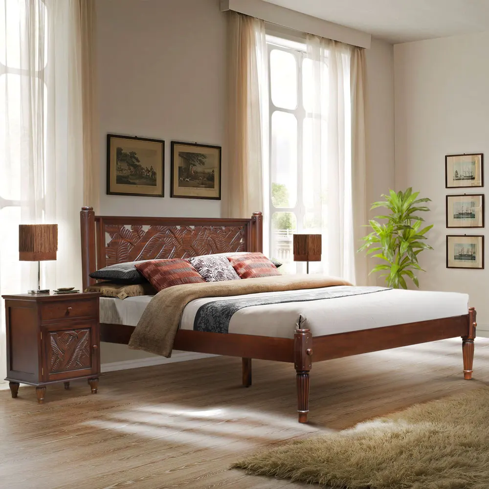 Platform Bed Banana Leaf Carving Design Mahogany Solid Wood Buy Solid Wood Bed Carving Bed With Carving Wood Double Bed Designs Product On Alibaba Com