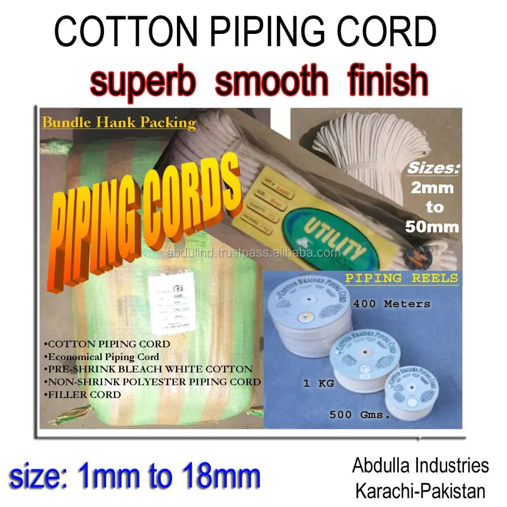 Piping Cord,Cotton Filler Cord,Smooth Finish Piping Cord,Curtain Cord,Cable,Furniture Upholstery