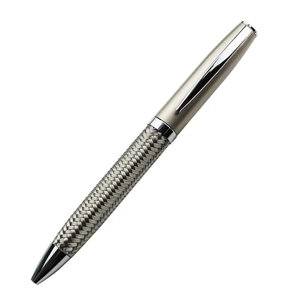 Luxury Carbon Fiber Rollerball Pen 0.5mm Tip Black Metal Pen