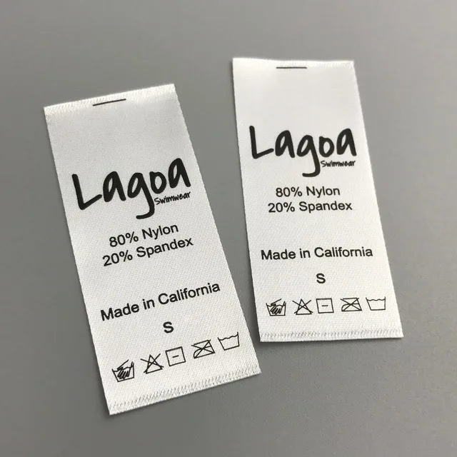 polyester satin Linge-soins étiquettes 15mm x 70mm individuellement imprimé