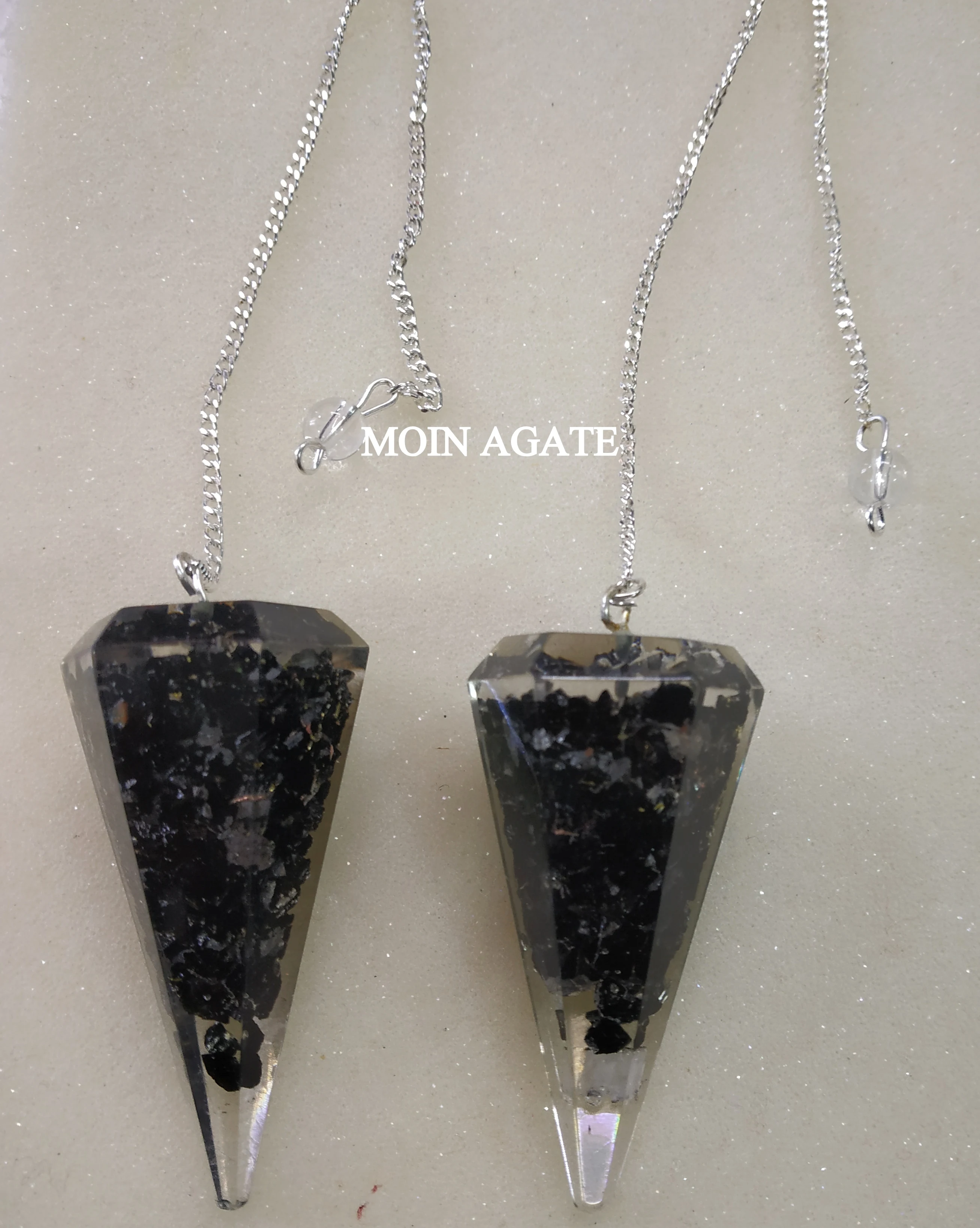 Black Tourmaline Orgone Orgonite Pendulum Powerful Crystal Dowser Emf Protection 