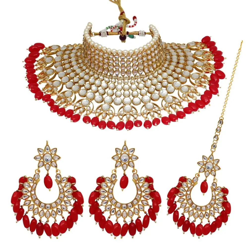 Red Color Padmavati Style Choker Kundan 