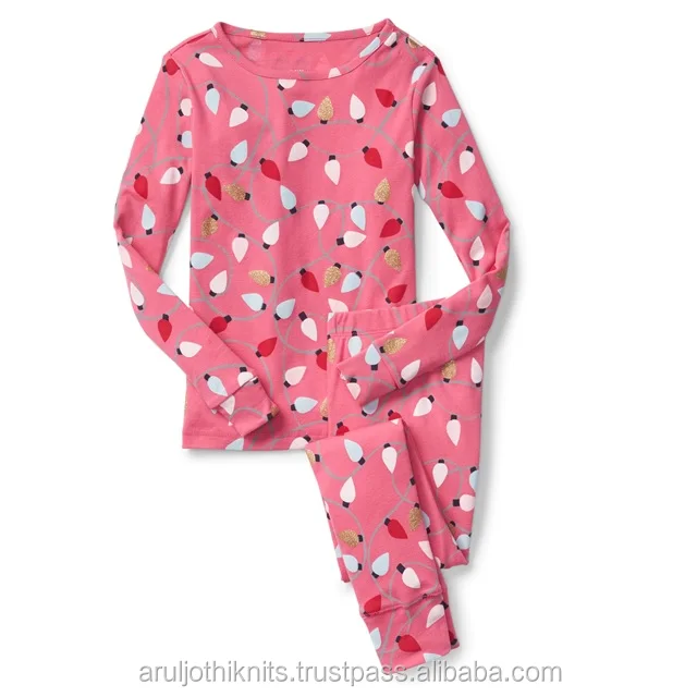 Kids Pajama Sets With Festive Lights Print Baby Children Teen Custom