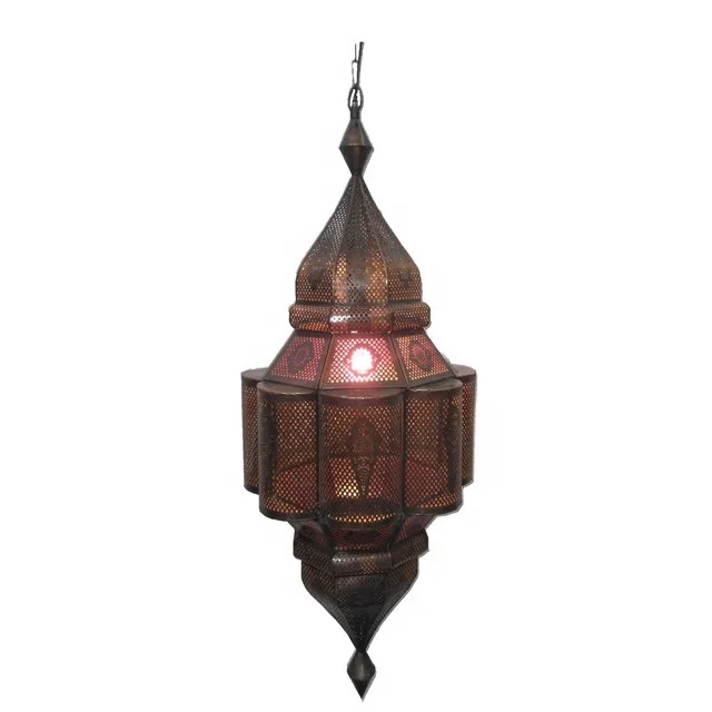 Moroccan Hanging Lantern In Copper 