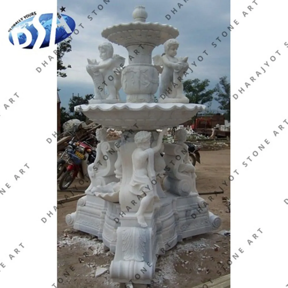 White Marble Carved Big Statue Fountain Dancing Fountain Statue