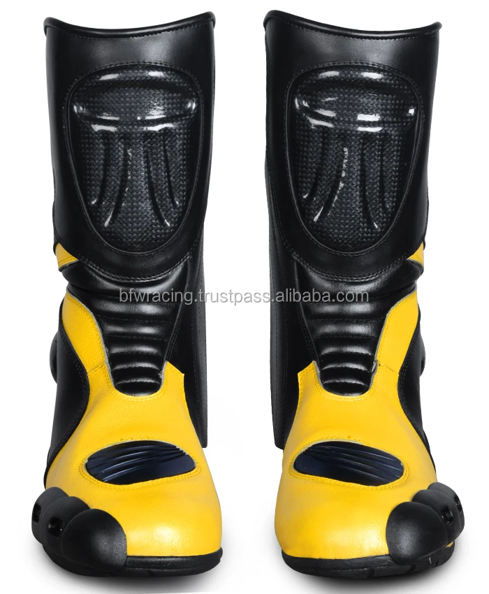 yellow motorcycle boots