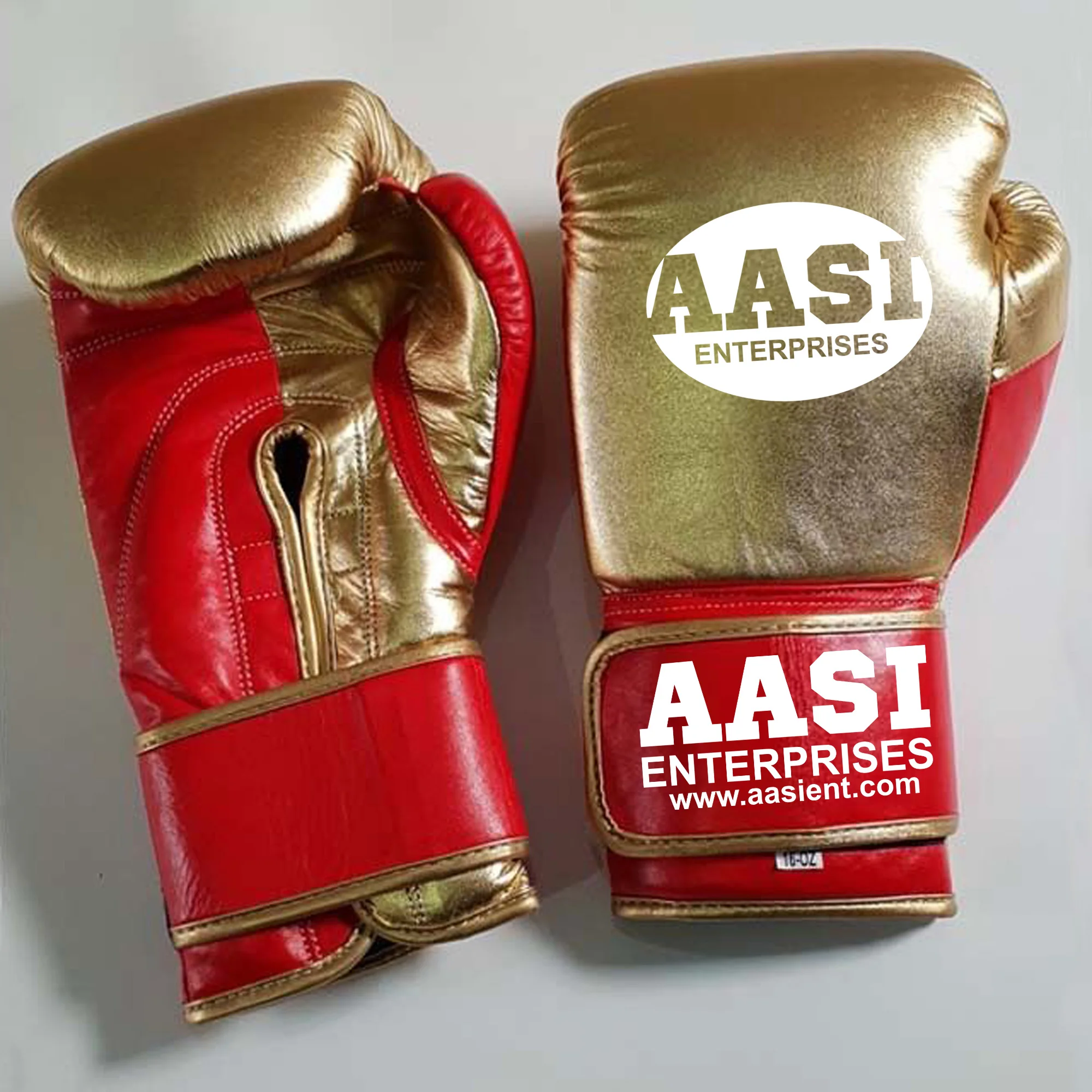 Gold Shine Leather Custom logo Boxing Gloves for Training,Sparring & Competition 