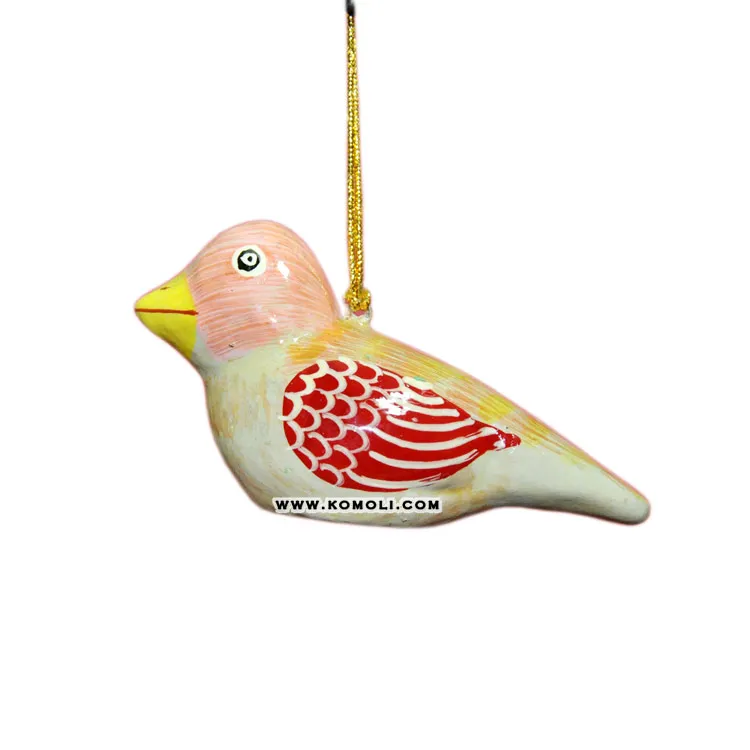 環境にやさしいカシミール張り子張り子手描きの鳥の装飾品インド