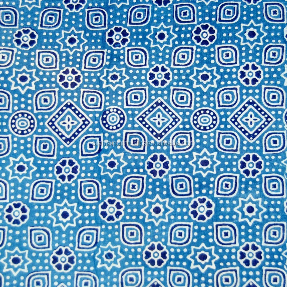 Sanganeri хлопковая вуаль ручной работы с принтом из деревянных блоков легкая синяя ткань Индиго для шитья оптовая