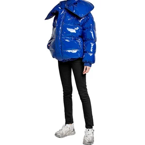 Bright Colors Winter Oversized Long Puff Sleeve Women Jacket Shiny OEM Coat